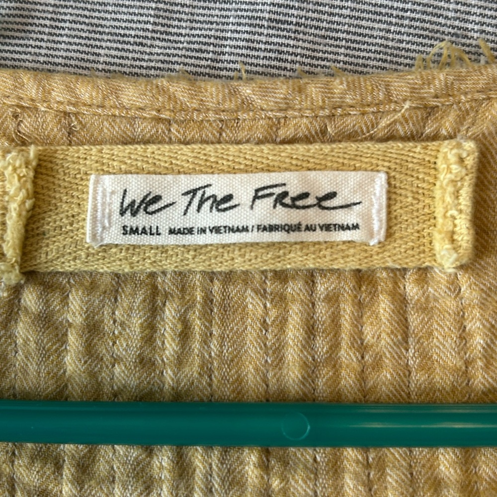Free People We The Free Women's Sand Dune Cotton Henley Small Mustard Yellow - Picture 3 of 6